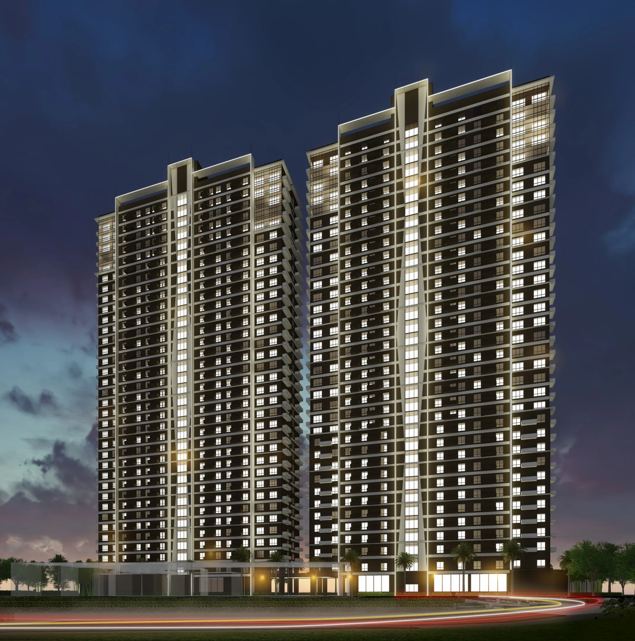 128 Nivel Hills exterior rendering at night