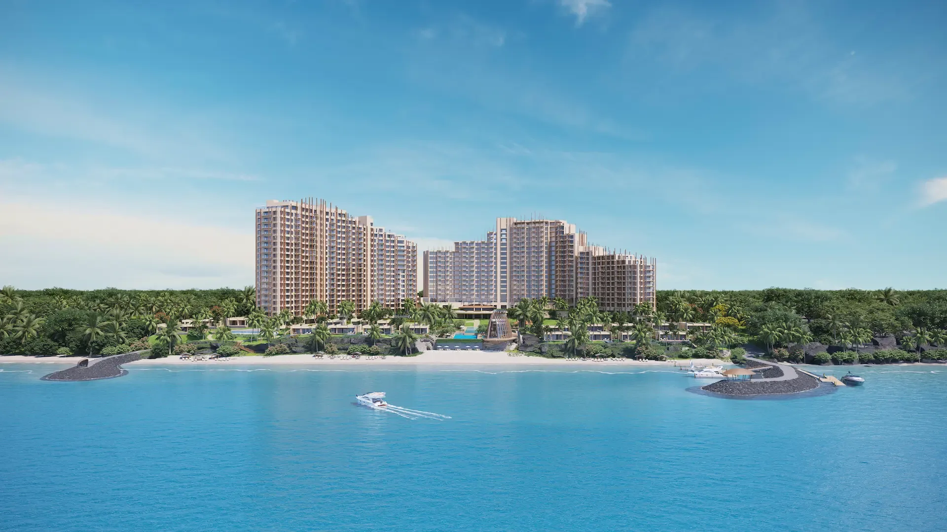 Aruga Resort and Residences – Mactan beachfront aerial rendering