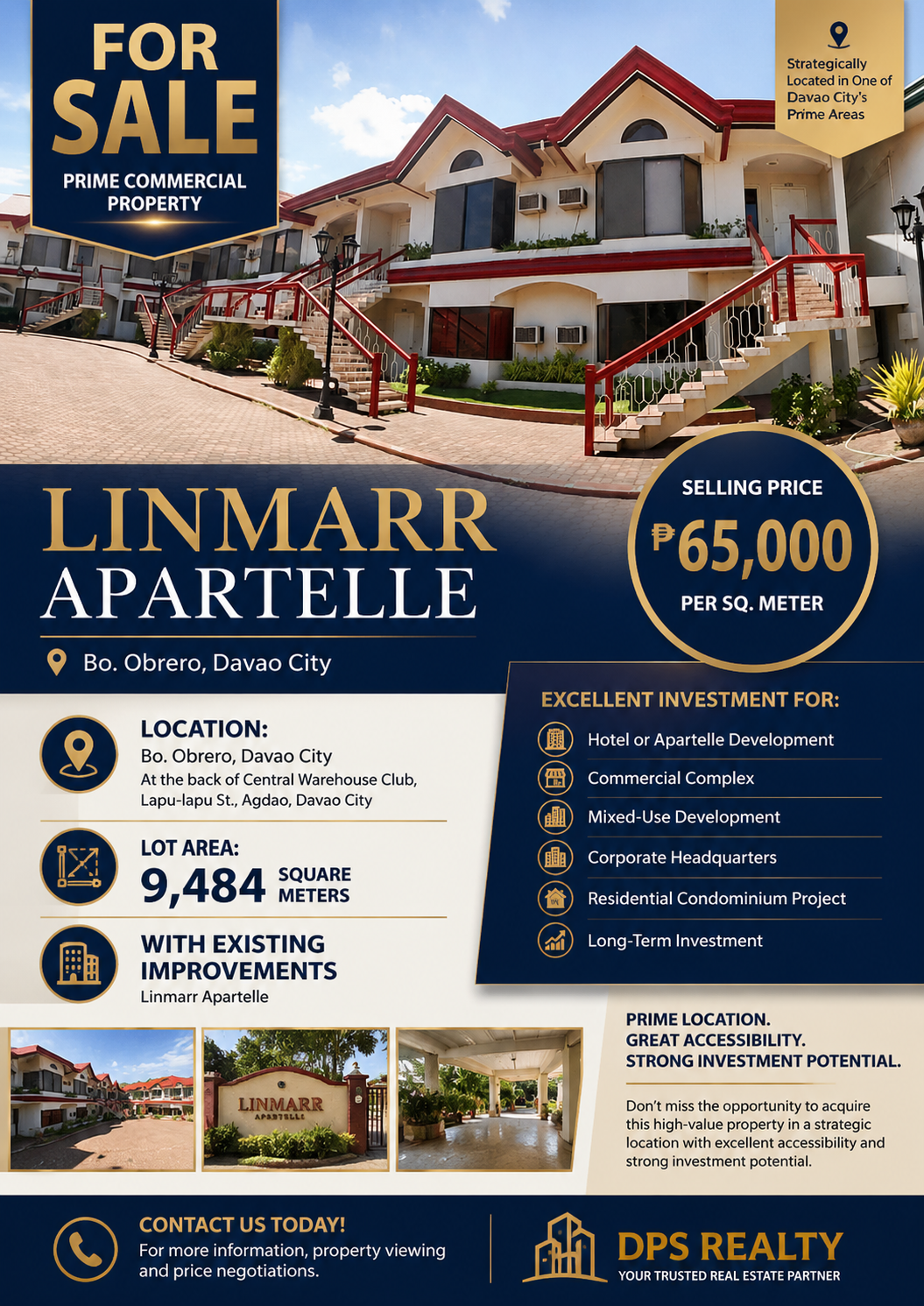 FOR SALE: Prime Commercial Property - Linmarr Apartelle, Bo. Obrero, Davao City