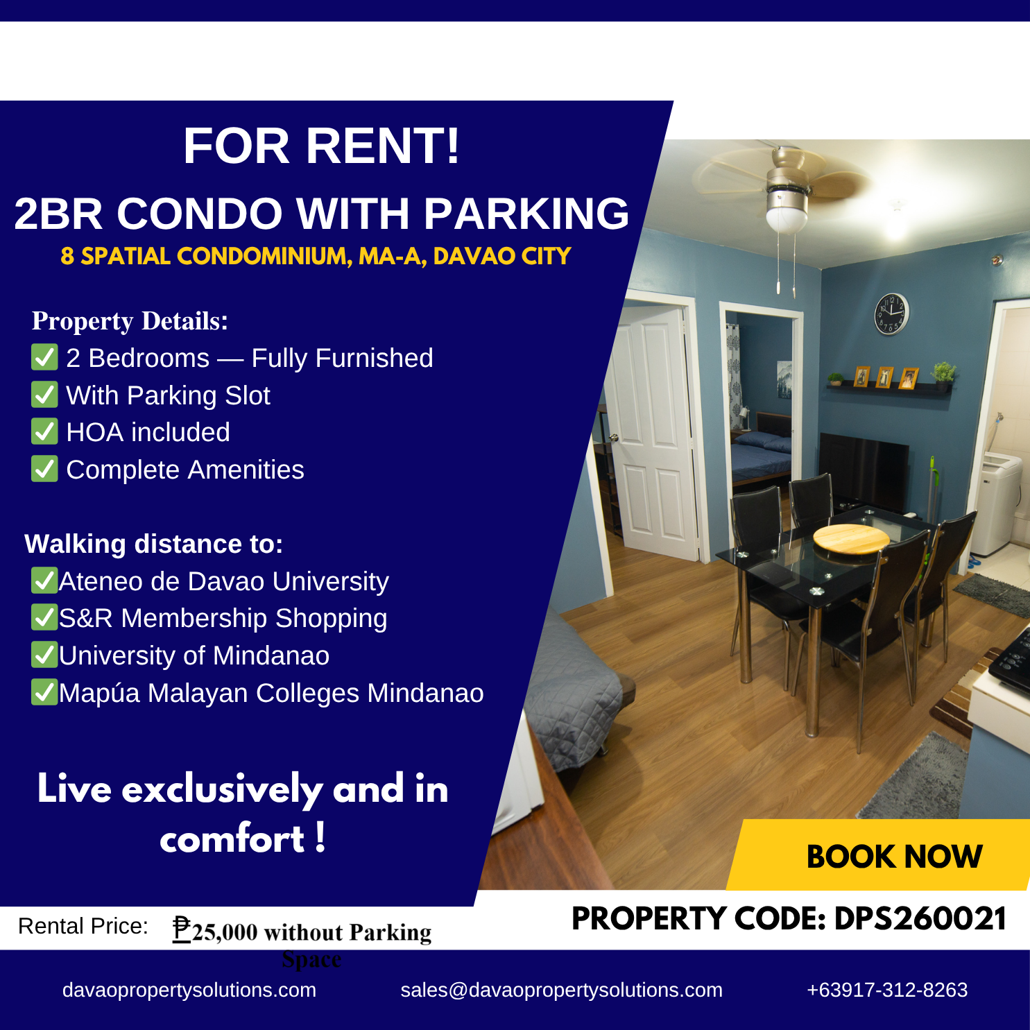 FOR RENT: 2BR Fully Furnished Condo Unit in 8 Spatial Maa, Davao City