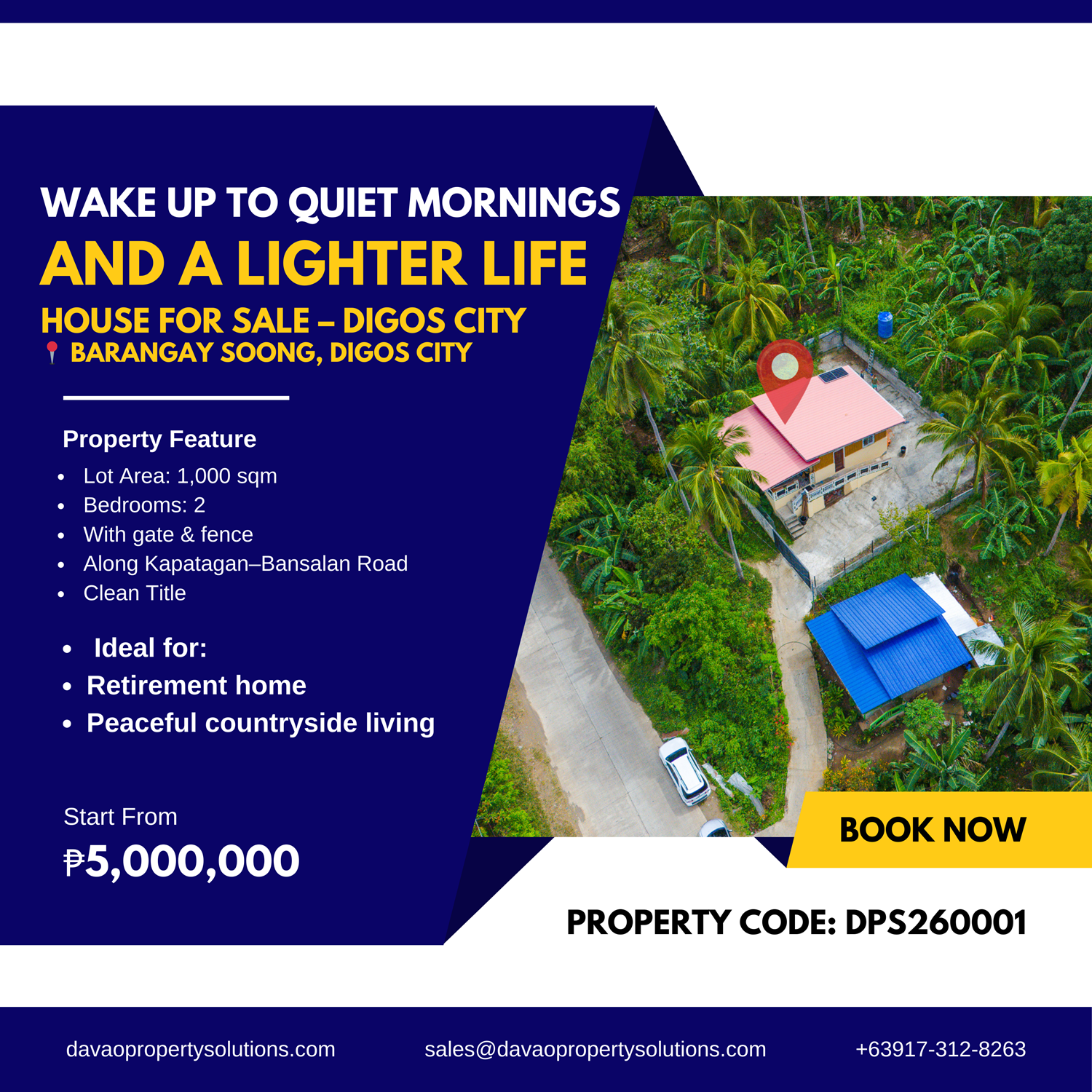1,000sqm Lot with 2-Storey House for Sale in Brgy. Soong, Digos City, Davao Del Sur