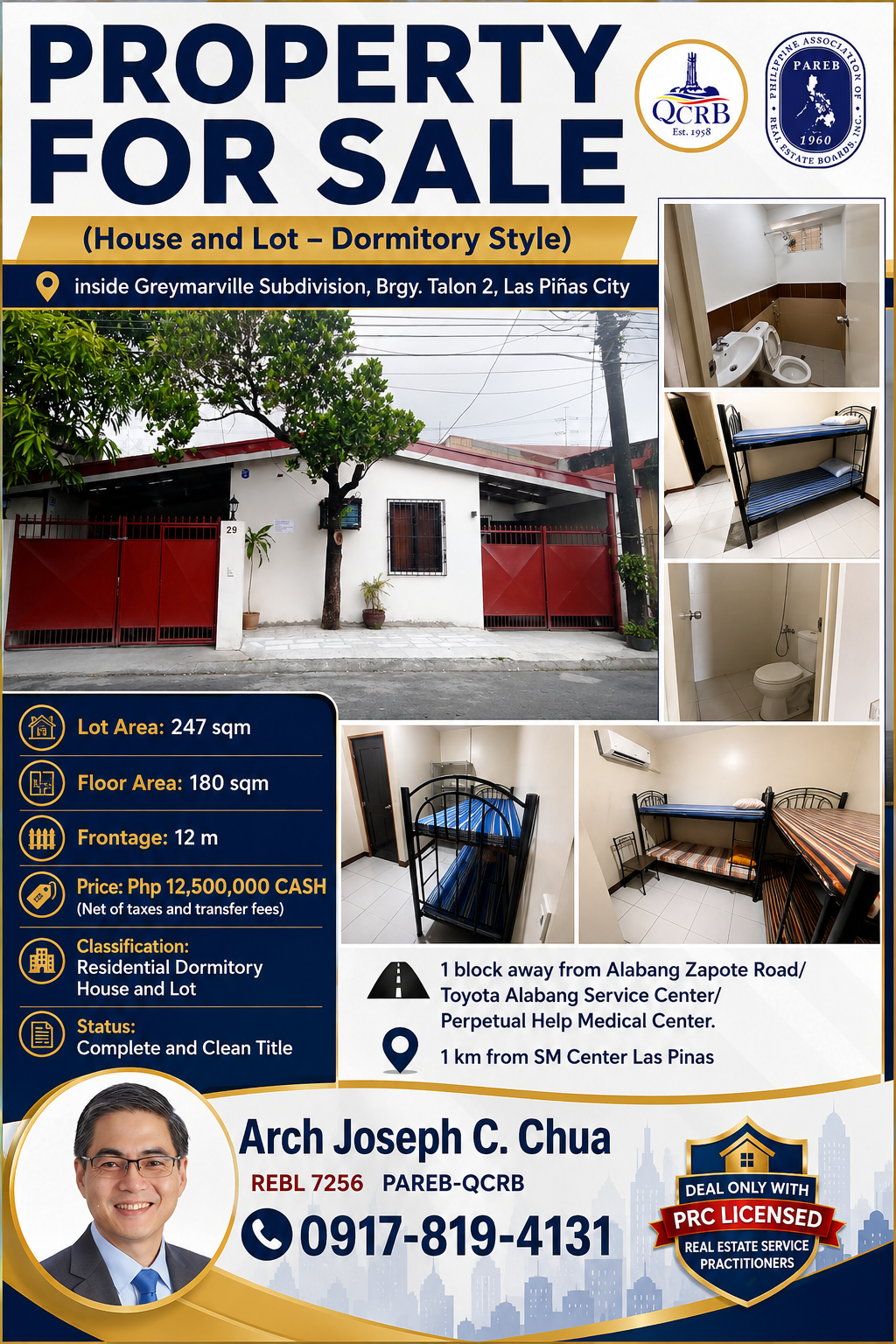 247 sqm lot with bungalow house used as dormitory in Greymarville Las Pinas City, behind Alabang Zapote Road.
