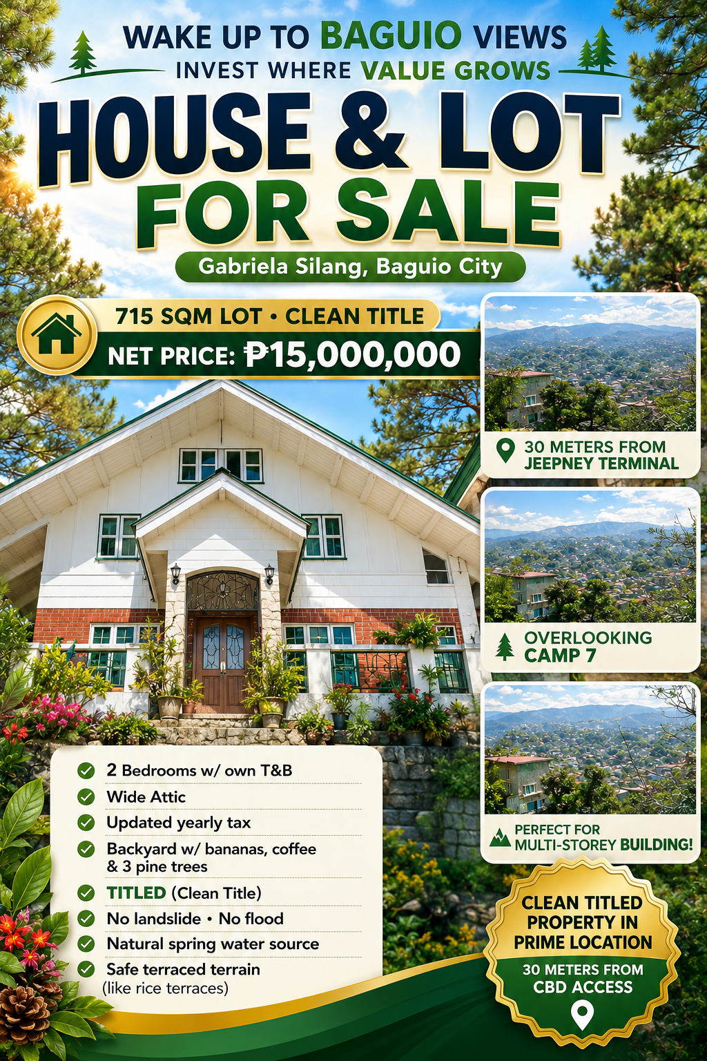715 SQM HOUSE AND LOT, GABRIELA SILANG, BAGUIO CITY