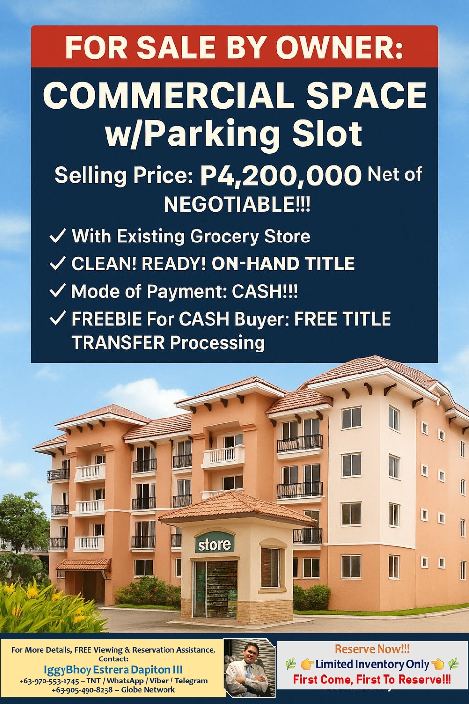 30sqm Commercial Space w/ Parking for Sale in San Benissa Garden Villas QC | ₱4.2M Net | Income-Generating | Clean Title