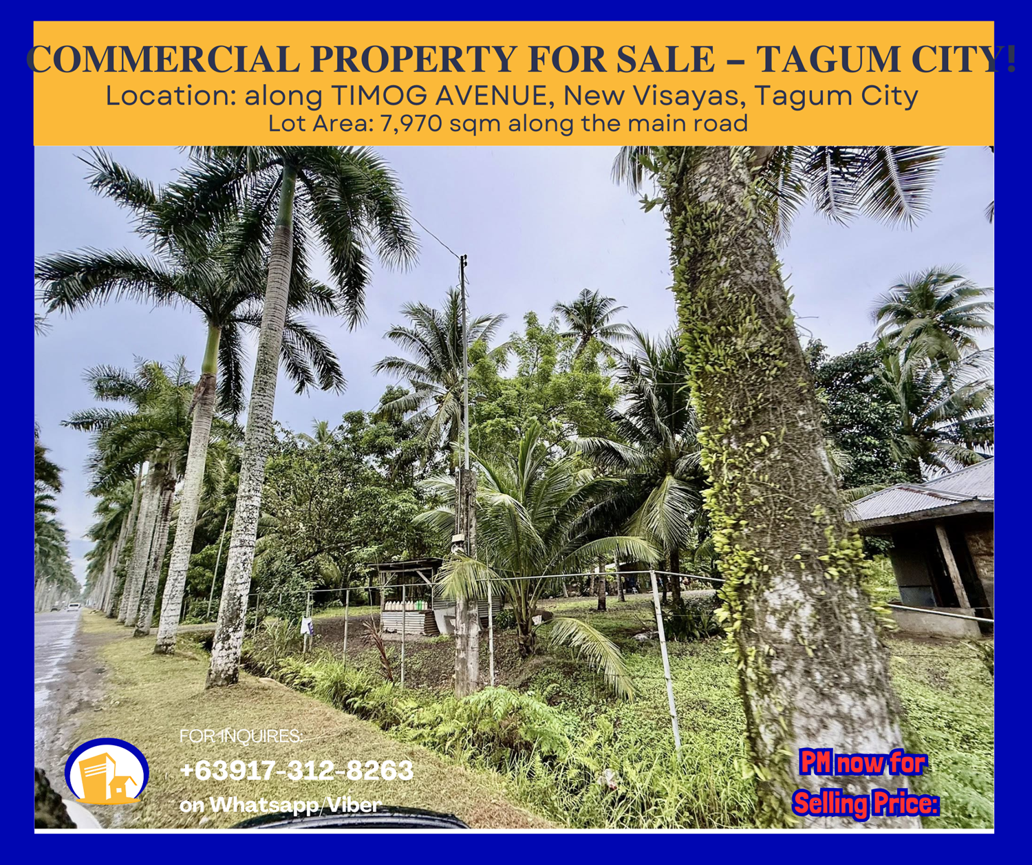 7,970sqm Commercial Lot for Sale Along Timog Avenue, New Visayas, Tagum City, Davao Del Norte