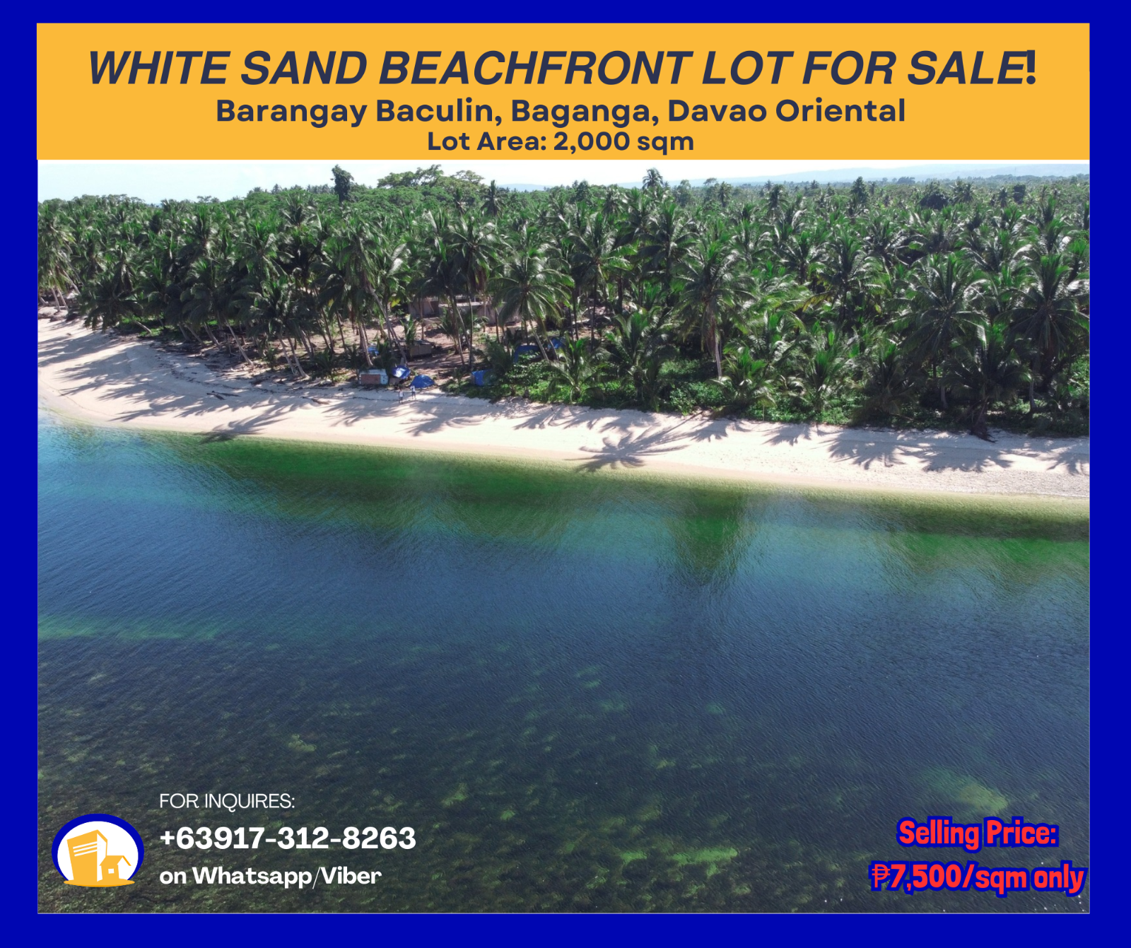 2,000 sqm BEACHFRONT LOT in Barangay Baculin, Baganga, Davao Oriental